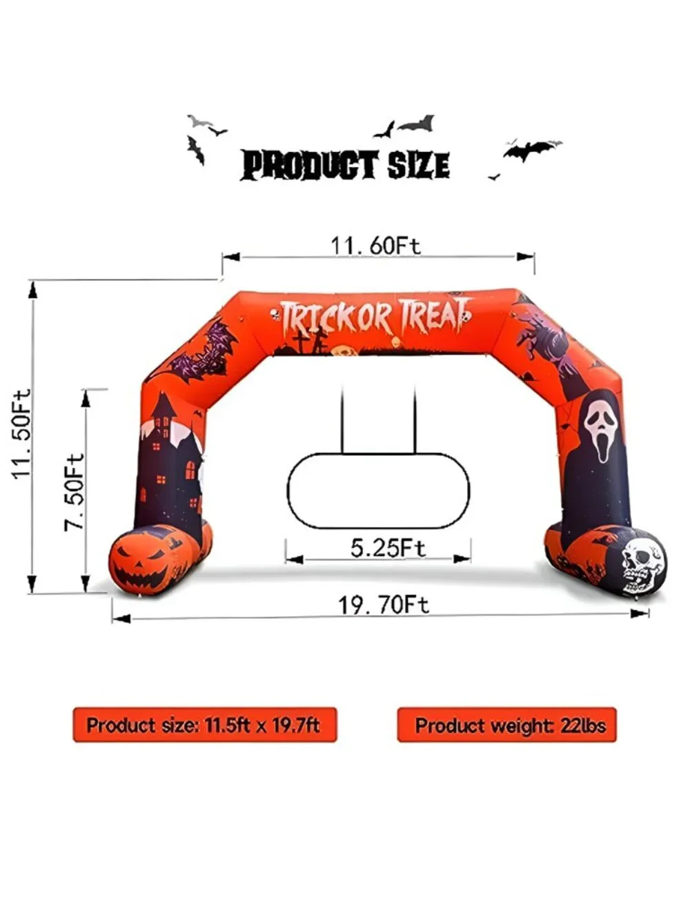 20ft Halloween Inflatable Archway with 250W Blower, Hexagon Inflatable Arch for